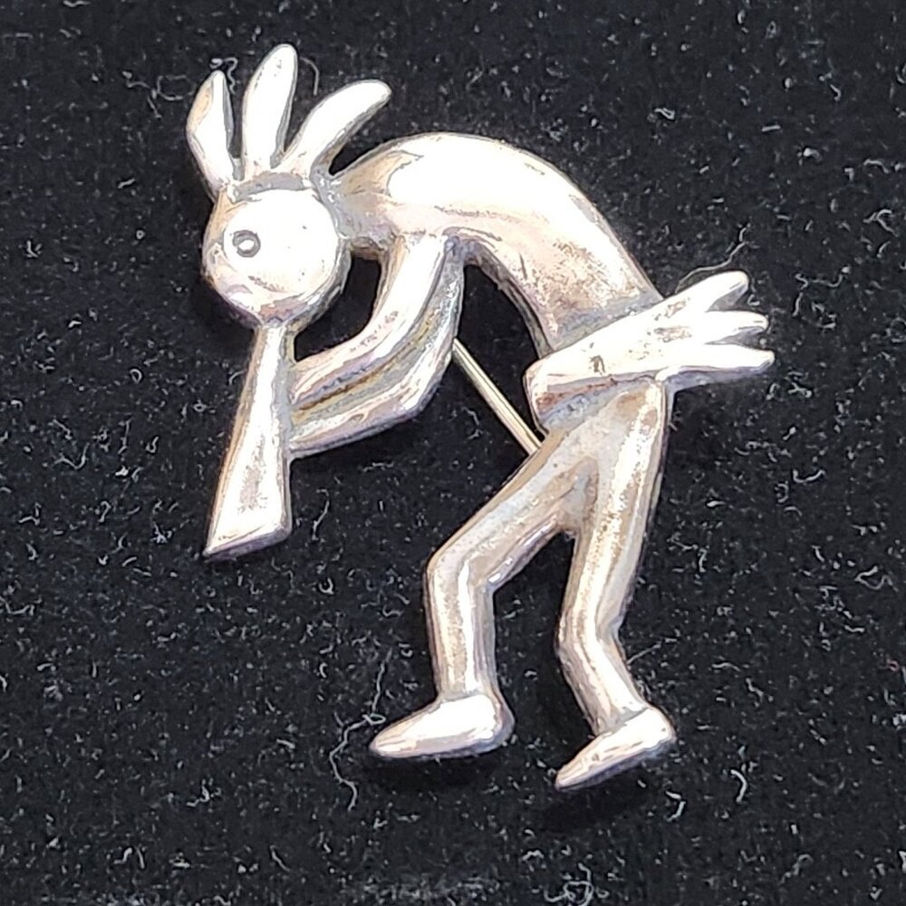 Glen Sandoval (GS) 925 Navajo Kokopelli‎ 1.75 Inch Brooch/Pin Vintage